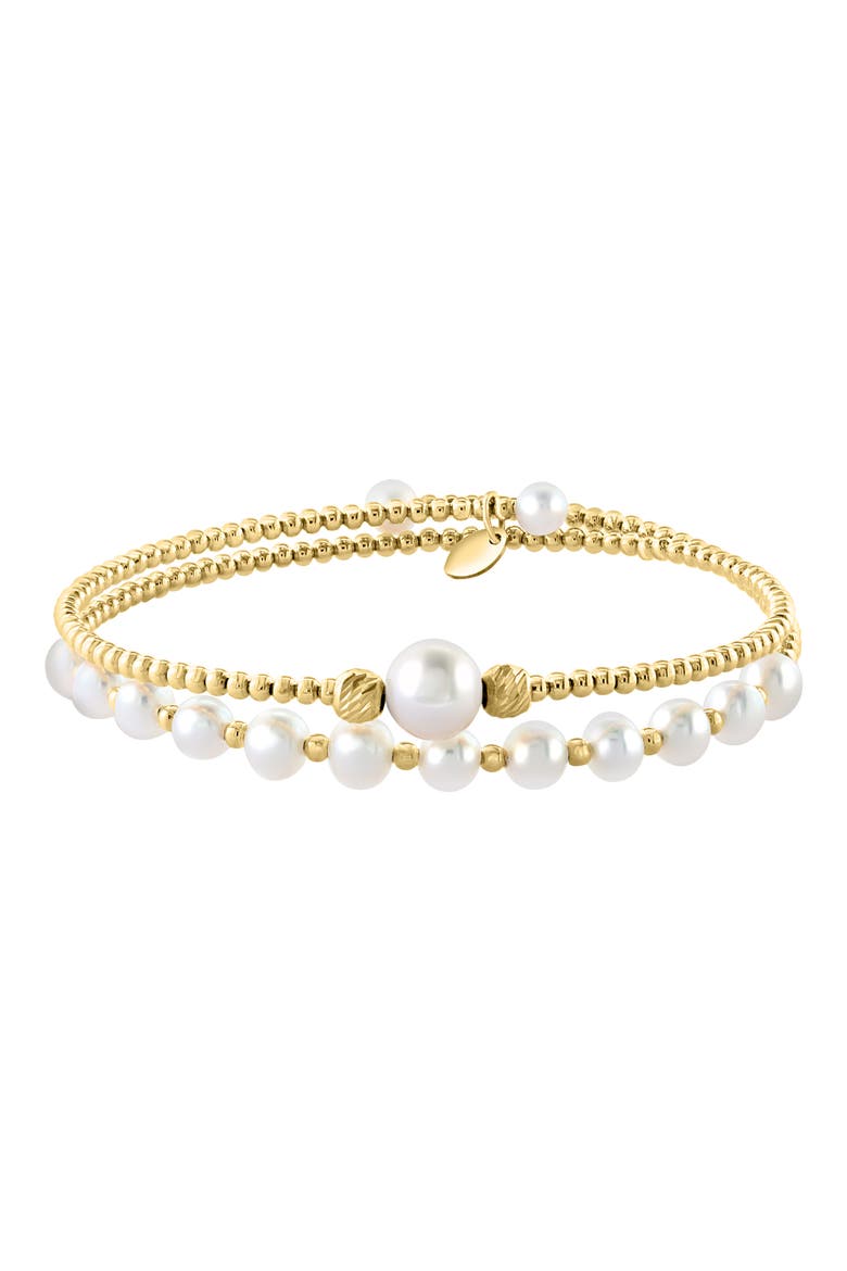 14K Gold Beaded Freshwater Pearl Bracelet, Main, color, WHITE