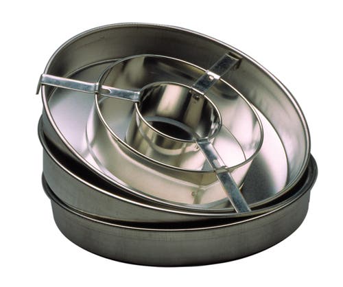 Norpro Checkerboard Cake Pan Set - 4-piece Baking Kit With 3 Nonstick Pans And Batter Divider In Metallic