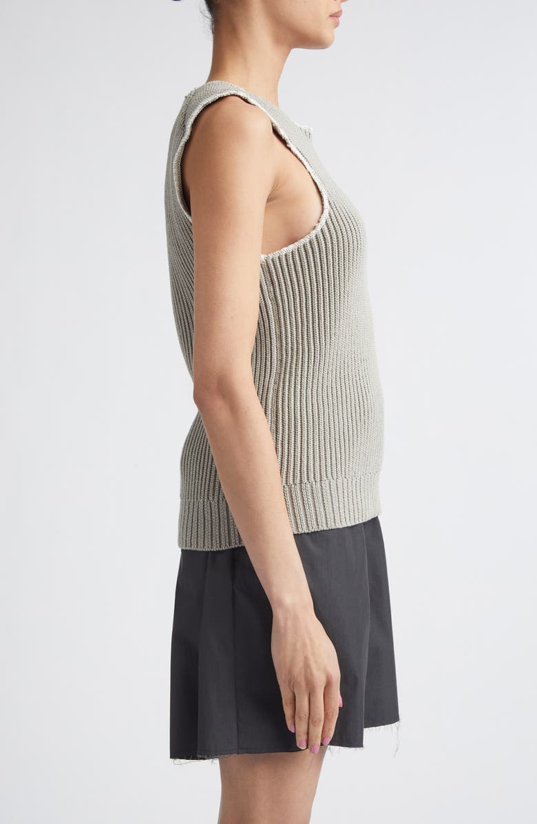 MM6 Maison Margiela Deconstructed Sleeveless Cotton & Nylon Sweater, Alternate, color, Grey