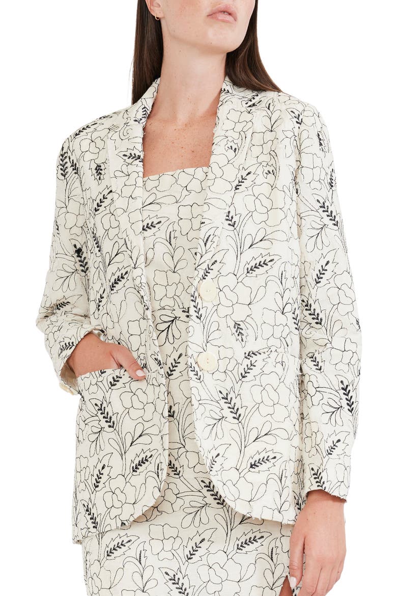Doris Embroidered Blazer, Alternate, color, Floral Outline Embroidery