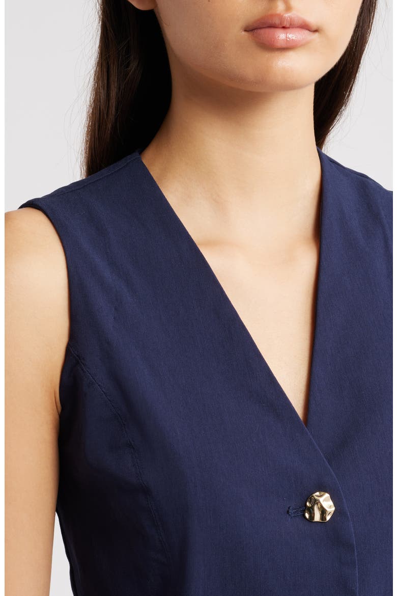 Button Front Vest, Alternate, color, BLUE