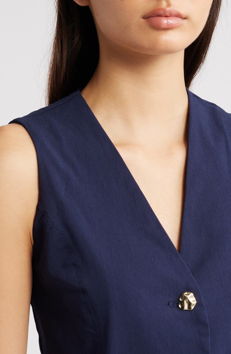 Friends Like These Button Front Vest, Alternate, color, Blue