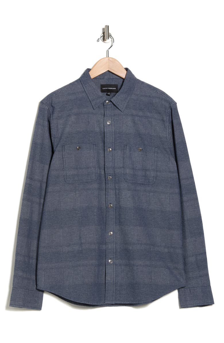 Lucky Brand Mason Plaid Dobby Button-Up Shirt, Alternate, color, Indigo Plaid