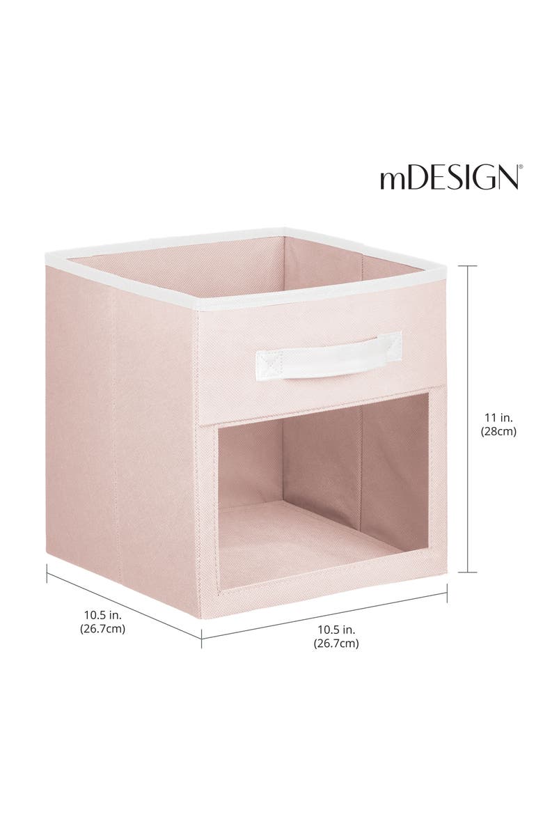 mDesign Fabric Nursery Storage Cube with Front Window, 8 Pack - Pink/White, Alternate, color, 