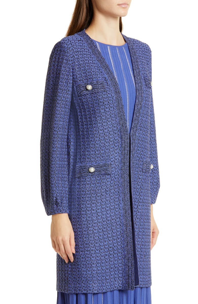 Misook Shimmering Longline Tweed Jacket, Alternate, color, 