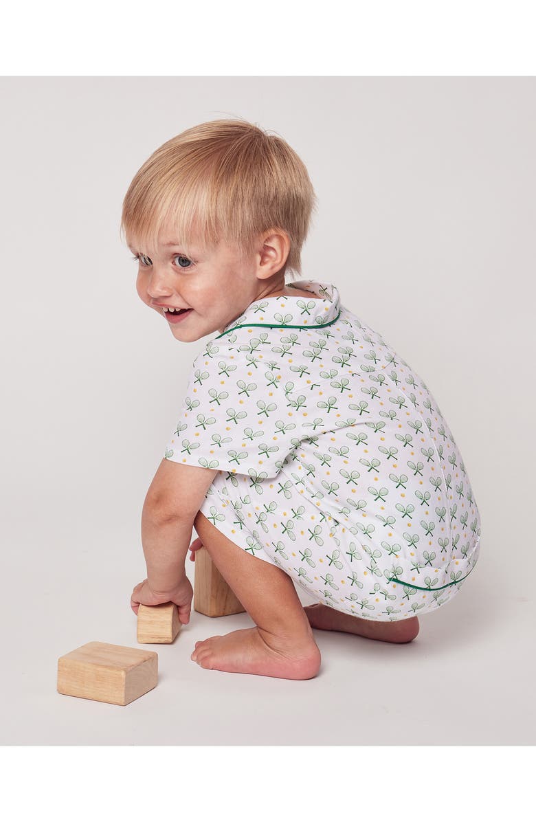 Petite Plume Piped Cotton Blend One-Piece Pajamas, Alternate, color, Green