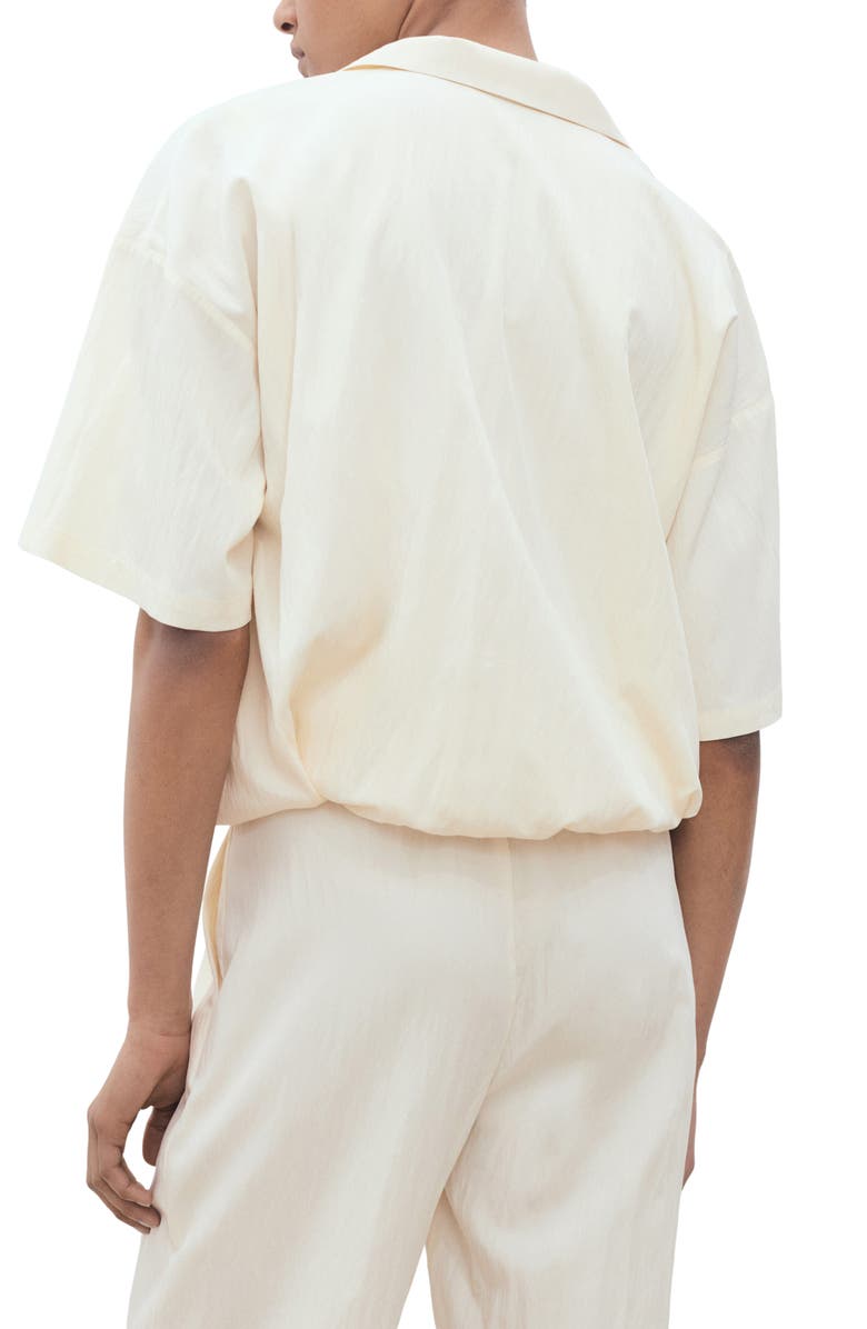 MANGO Puffed Cropped Shirt, Alternate, color, Vanilla