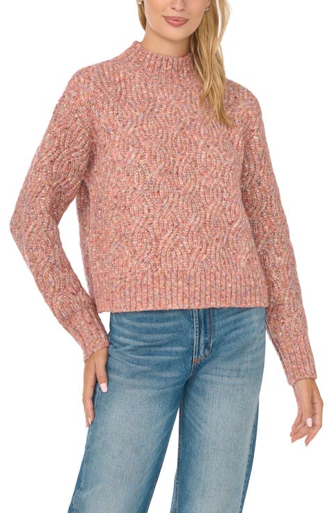 Cable Knit Mock Neck Sweater