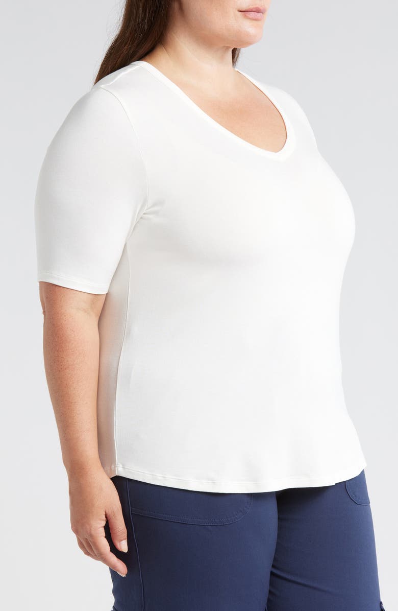 Universal Standard Lily Liquid Jersey V-Neck T-Shirt, Alternate, color, White