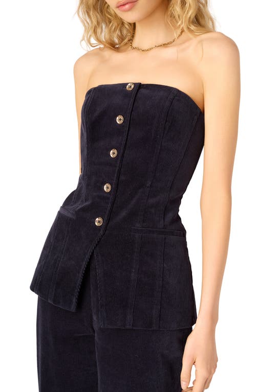 Cami Nyc Iman Stretch Cotton Corduroy Strapless Top In Blue