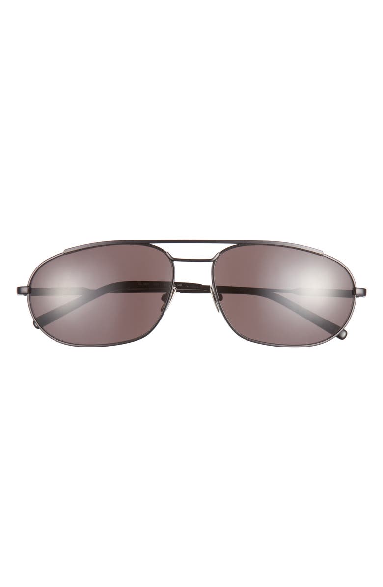 Saint Laurent 61mm Oval Sunglasses, Main, color, Black Black Black