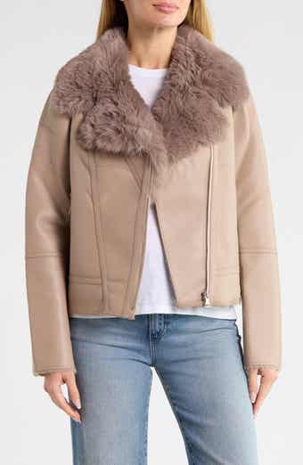 Faux Fur Collar Moto Jacket
