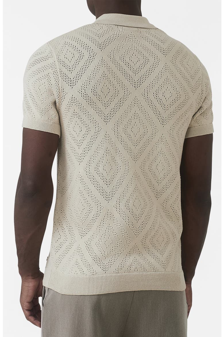 Chalbi Slim Fit Knit Pointelle Zip Polo, Alternate, color, Light Beige