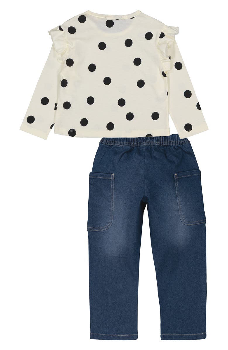 Joe's Jeans Polka Dot Ruffle Top & Jeans Set, Alternate, color, Beige
