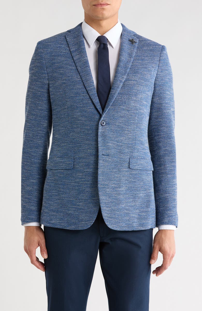 John Varvatos Star USA Heathered Knit Two Button Sport Coat, Main, color, Blue