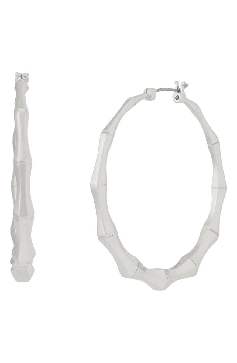 AllSaints Medium Angular Hoop Earrings, Main, color, Warm Silver