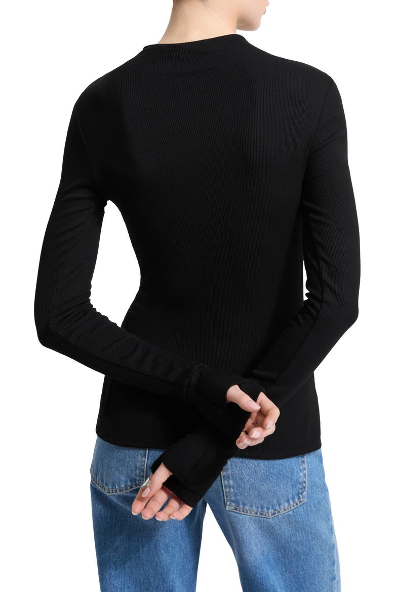 Clover Ribbed Mock Neck Top, Alternate, color, BLACK