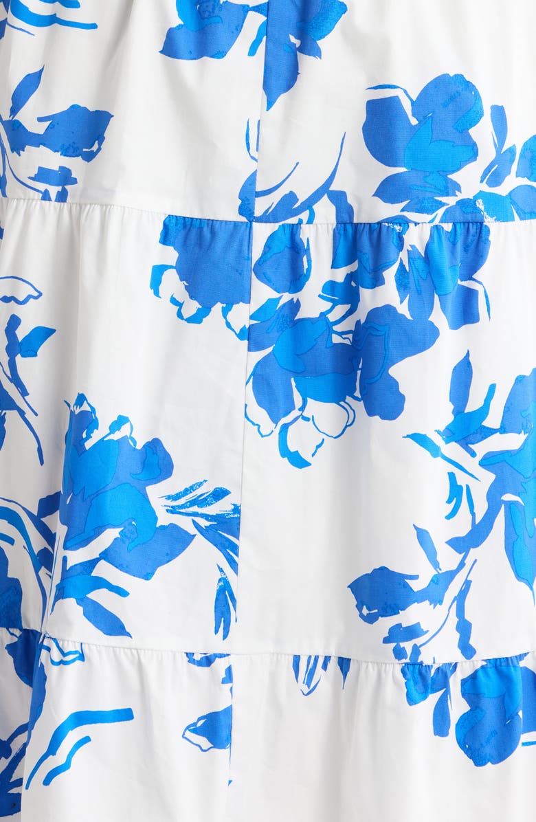 SUGARLIPS Aby Floral Hacienda Puff Sleeve Midi Dress, Alternate, color, White-Cobalt-Multi