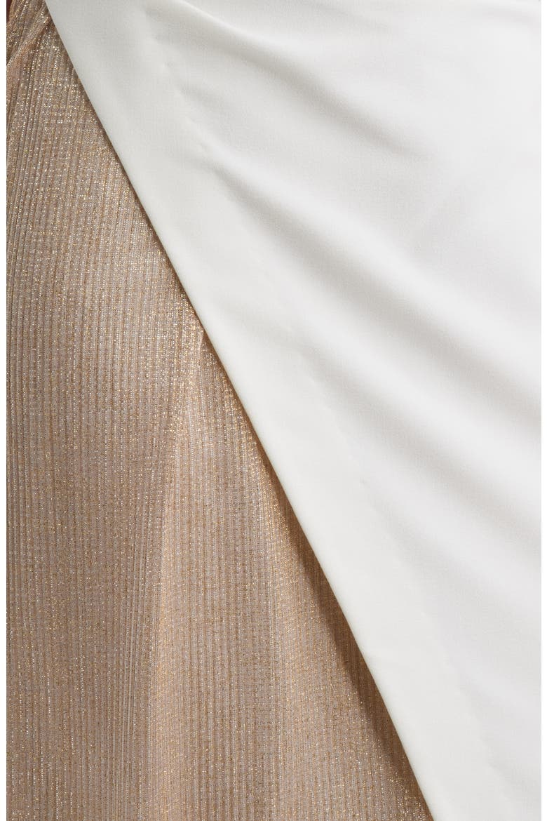 Marigold One-Shoulder Mixed Media Gown, Alternate, color, SAND LIGHT