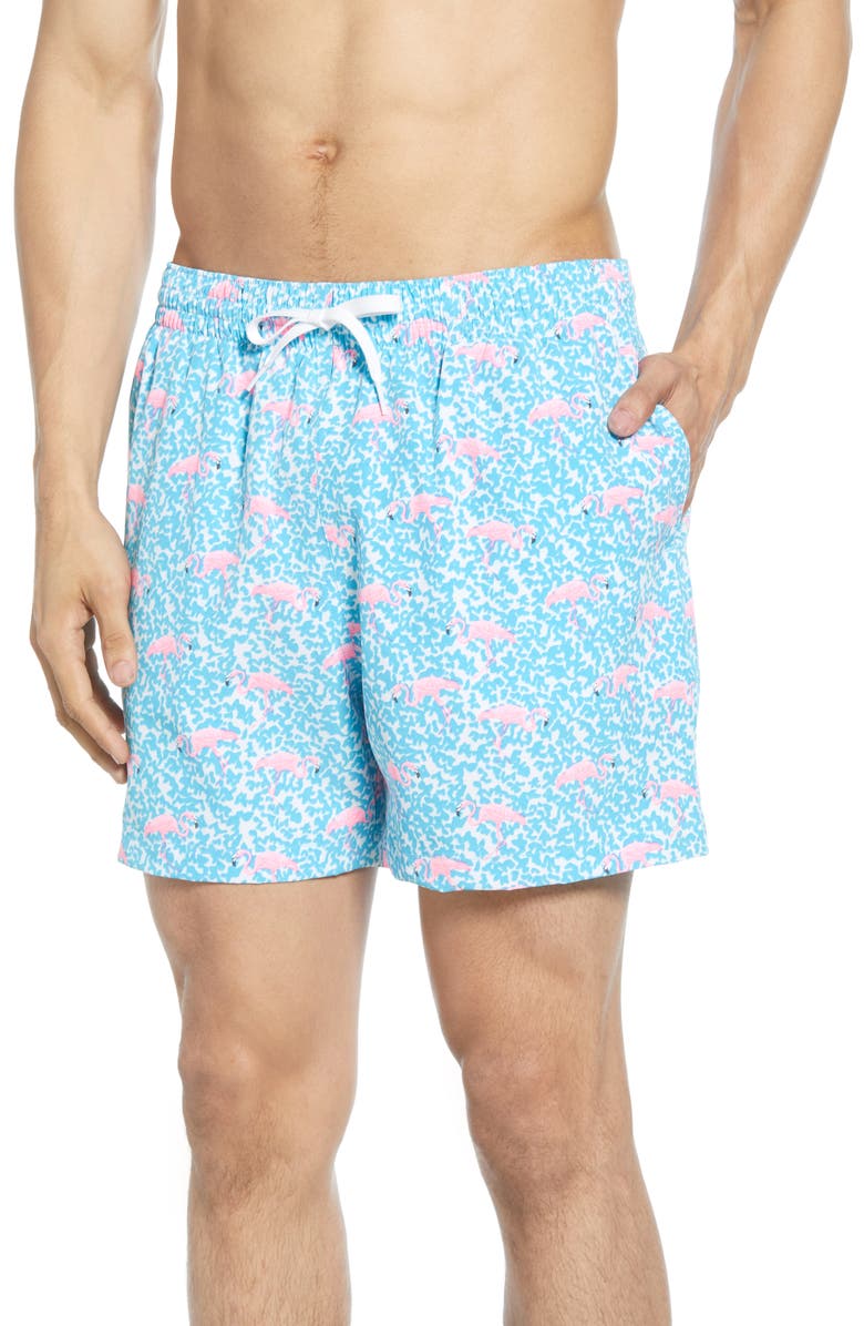 Chubbies Domingos Flamingos 5.5-Inch Swim Trunks, Main, color, 