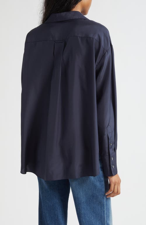 Twp Big Joe Silk Button-up Blouse In Blue