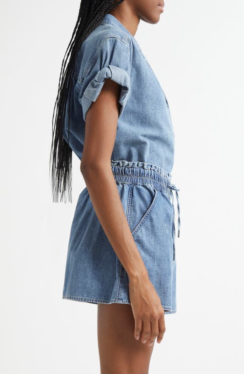 Veronica Beard Ilene Denim Cuff-sleeve Top In Starlight
