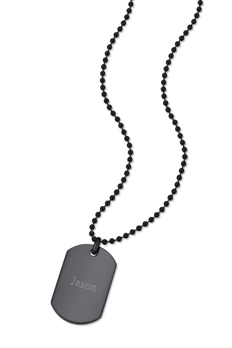 Men's Engravable Stainless Steel Dog Tag Necklace, Alternate, color, BLACK