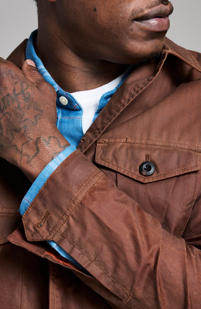 Billy Reid Waxed Herringbone Members Jacket, Alternate, color, Burnt Umber