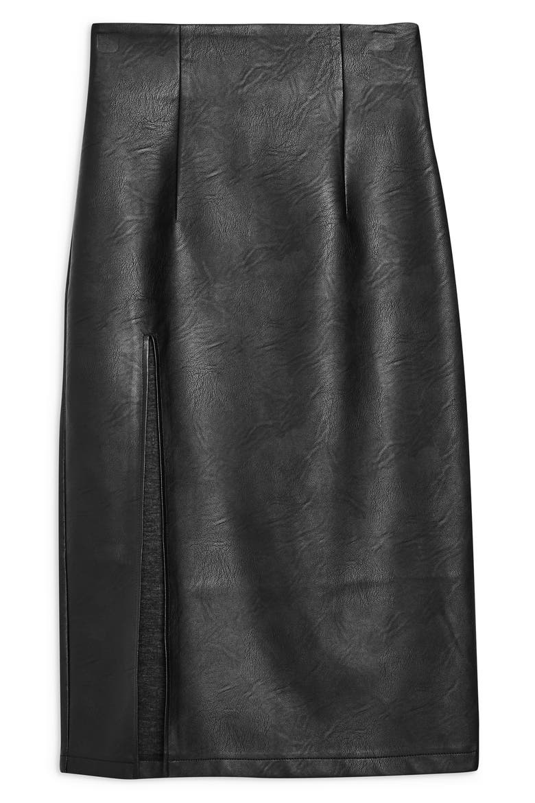 Faux Leather Pencil Skirt, Alternate, color, BLACK