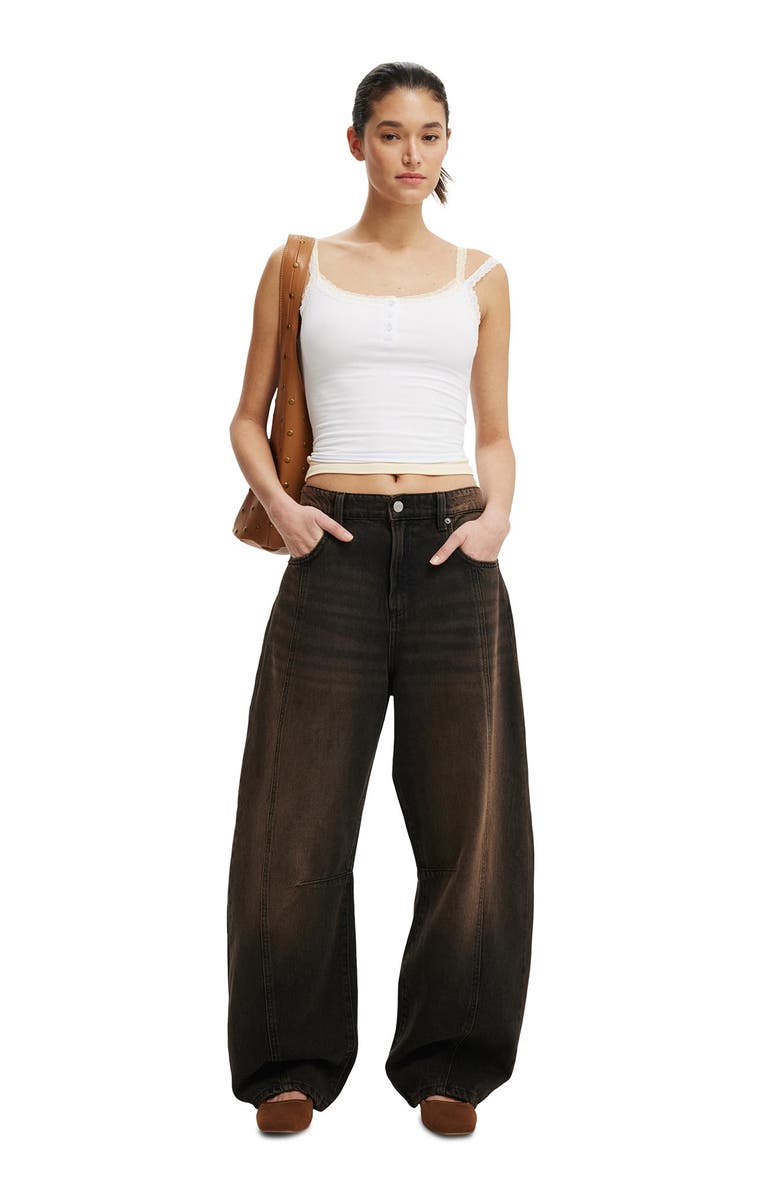 Cotton On Women's Barrel Jean, Alternate, color, Seam Dune Black