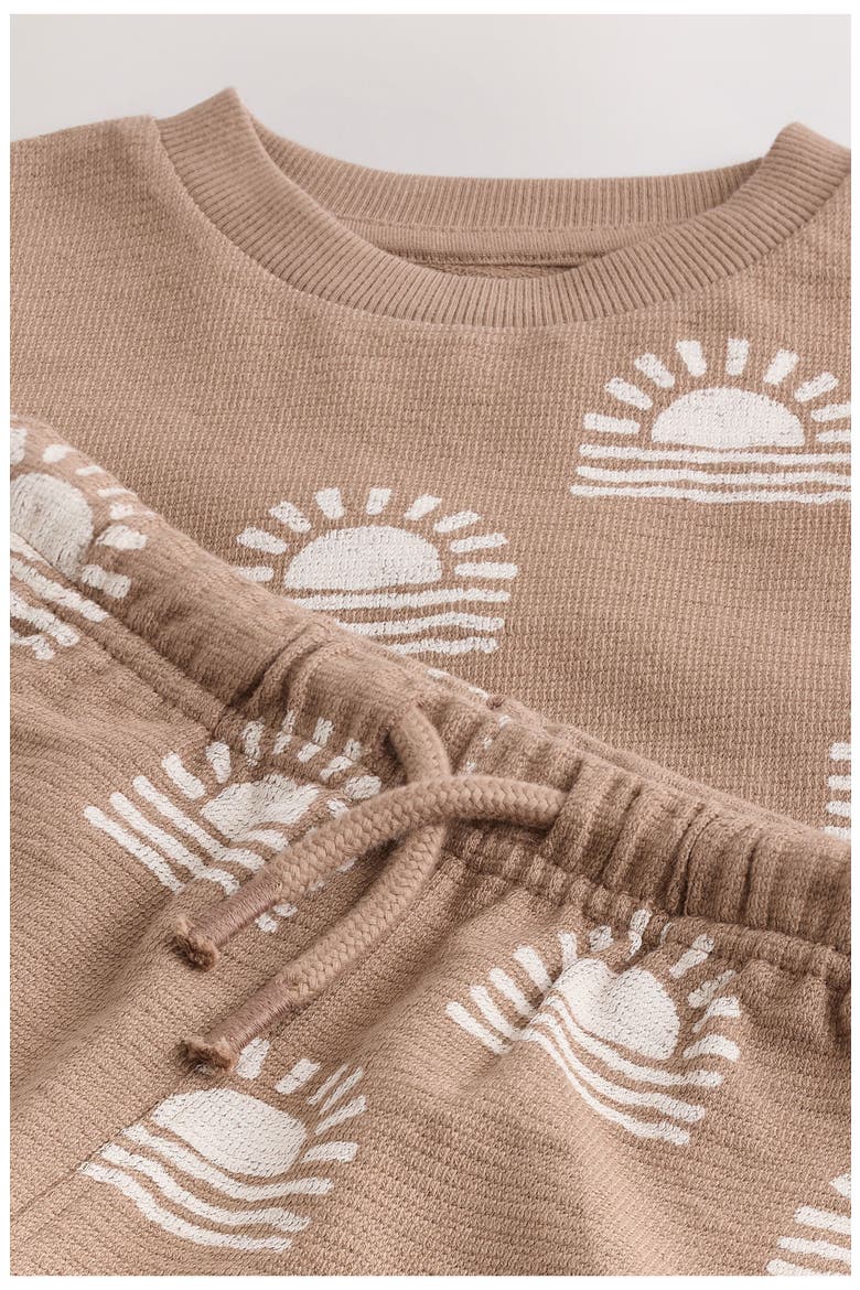 Kids' Sunset Print T-Shirt & Drawstring Shorts Set, Alternate, color, BROWN