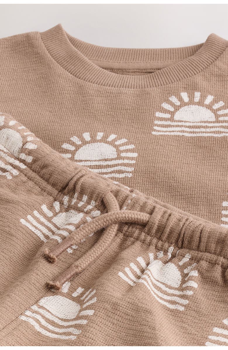 NEXT Kids' Sunset Print T-Shirt & Drawstring Shorts Set, Alternate, color, Brown