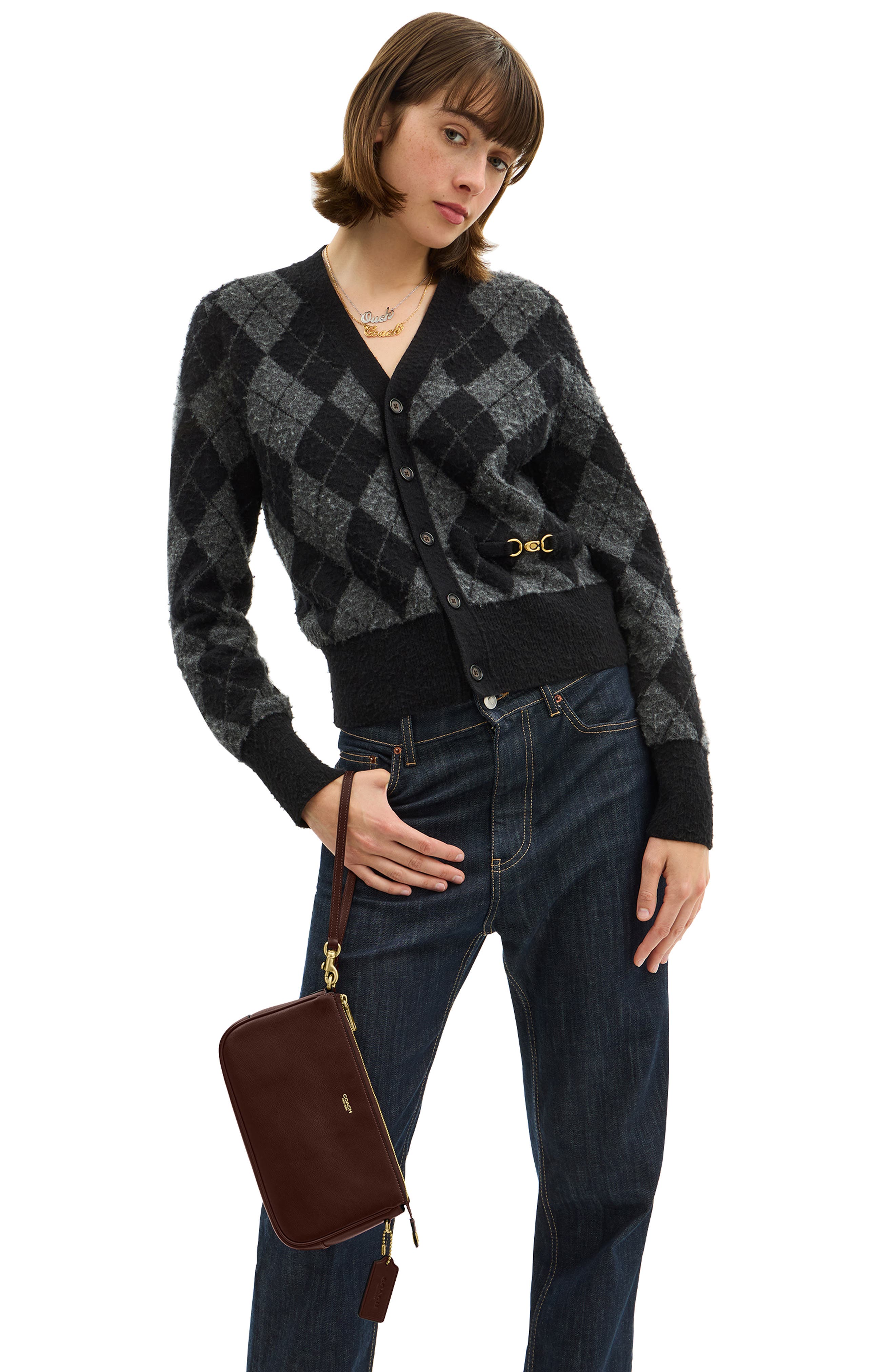 COACH Plaza Natural Grain Leather Shoulder Bag, Alternate, color, Maple