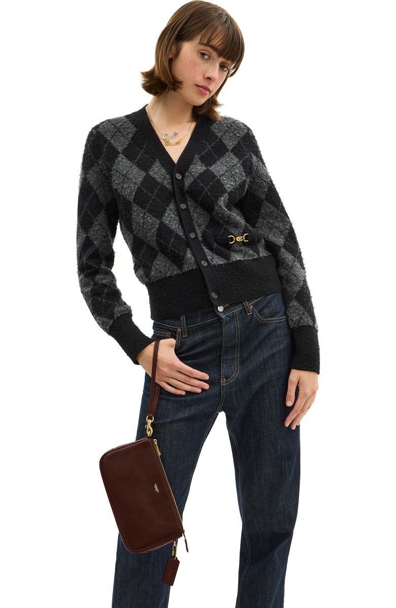 COACH Plaza Natural Grain Leather Shoulder Bag, Alternate, color, Maple