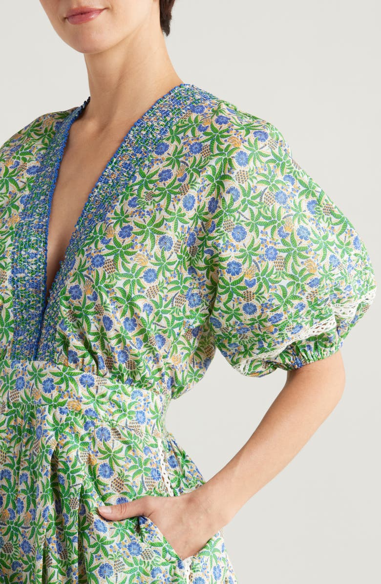 Poupette St Barth Chantal Puff Sleeve Cover-Up Jumpsuit, Alternate, color, 