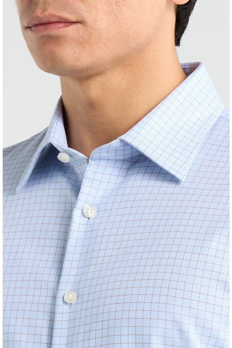 Trim Fit Check Premium Non Iron Cotton Dress Shirt, Alternate, color, BLUE STEFANO GRID