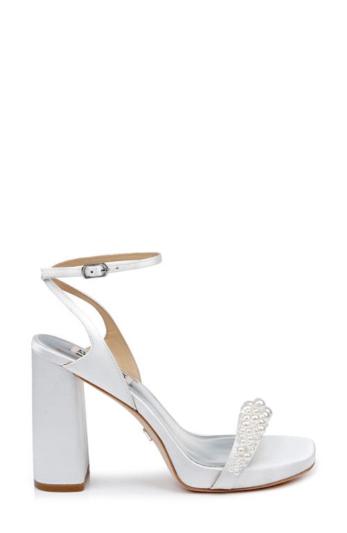 Badgley Mischka Collection Calida Ankle Strap Satin Sandal In White
