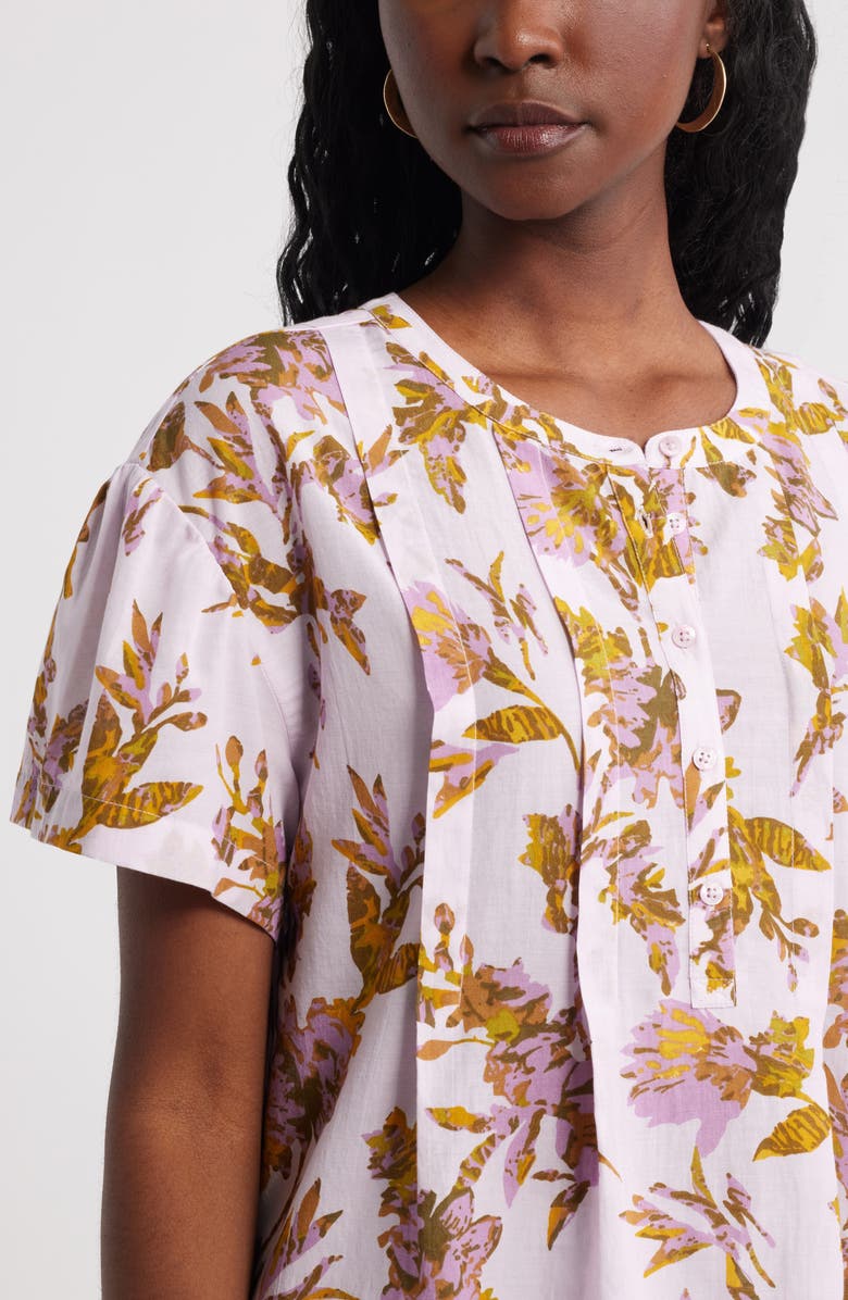 Treasure & Bond Floral Pleated Boxy Top, Alternate, color, Purple- Olive Ferrah Bloom