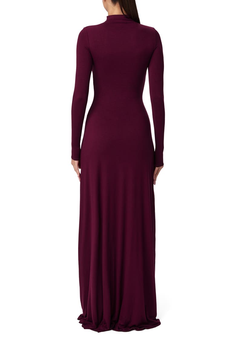 Funnel Neck Long Sleeve Dress, Alternate, color, DARK PLUM