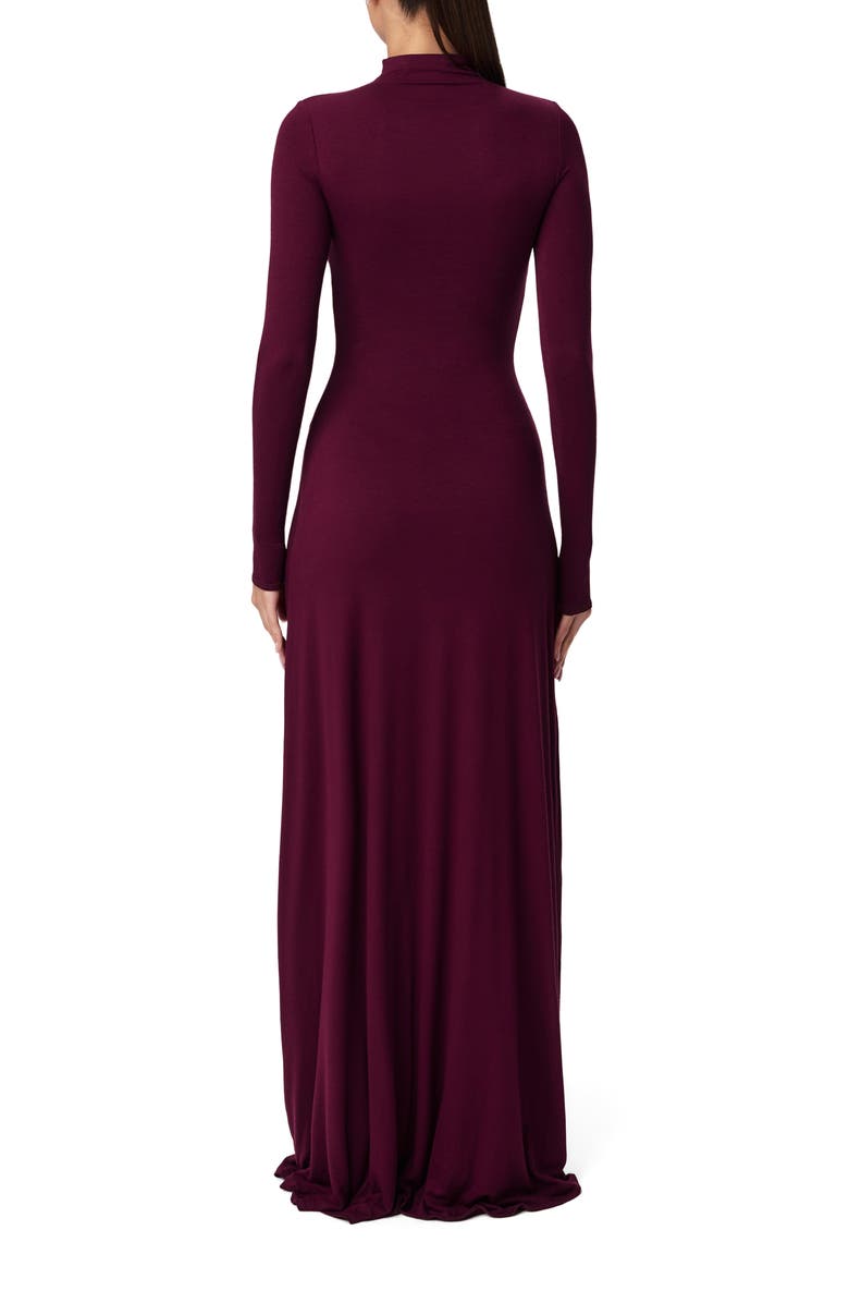 Naked Wardrobe Funnel Neck Long Sleeve Dress, Alternate, color, Dark Plum