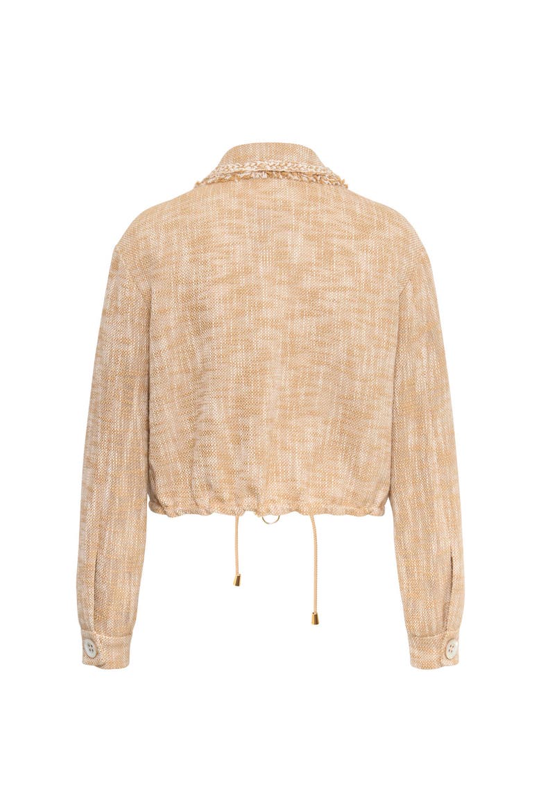 Embroidered Bomber Jacket With Fringes, Alternate, color, Sand