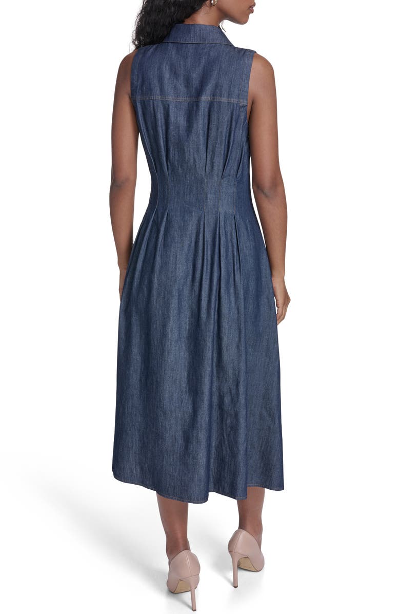 Tommy Hilfiger Sleeveless Cotton Blend Chambray Shirtdress, Alternate, color, Dark Wash