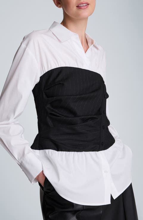 Pleated Bodice Poplin Shirt