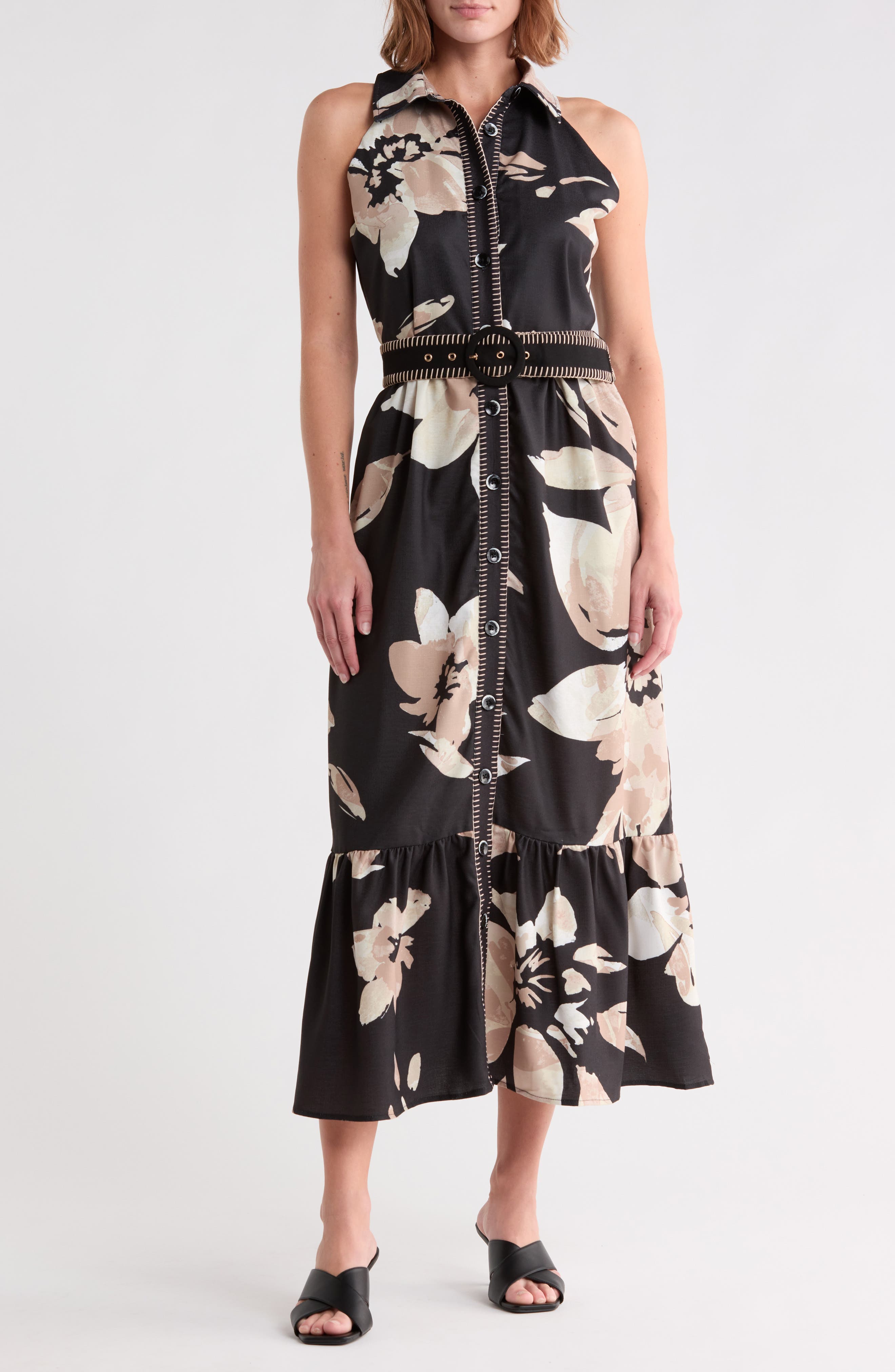 Crosshatch Floral Sleeveless Maxi Dress