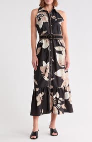 BADGLEY MISCHKA Crosshatch Floral Sleeveless Maxi Dress