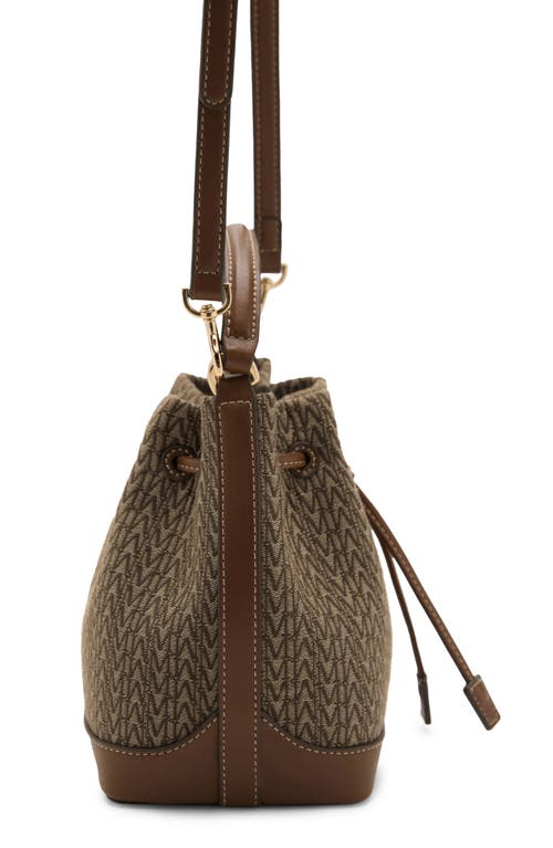 Mango Small Logo Jacquard Bucket Bag In Brown