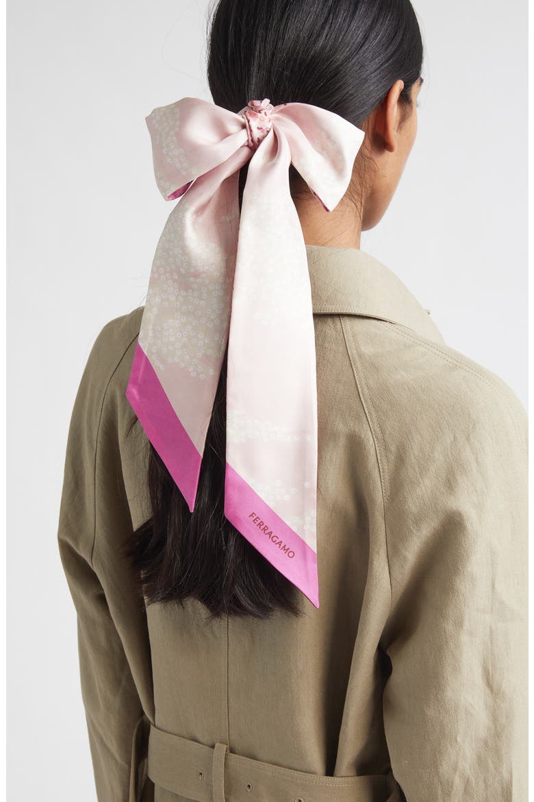 Fiorenza Floral Reversible Silk Skinny Scarf, Alternate, color, BORDEAUX/ROSE