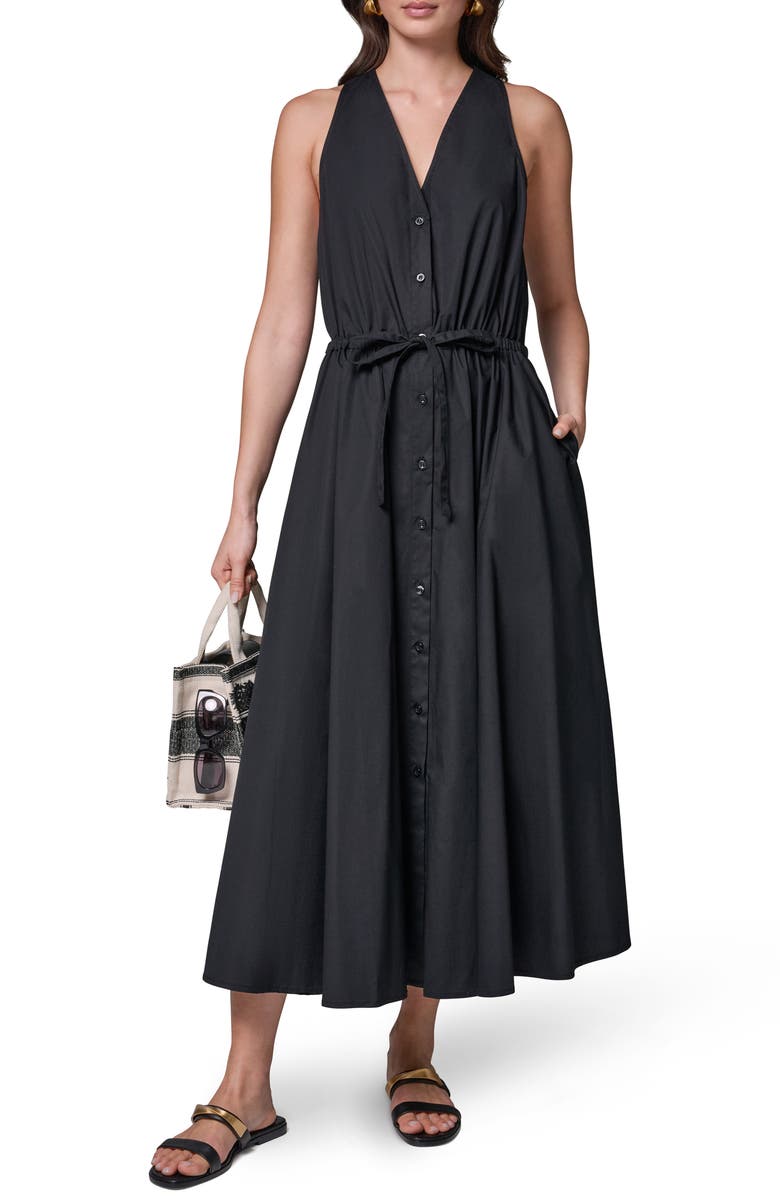 Donna Karan New York Stretch Poplin Maxi Dress, Alternate, color, Black