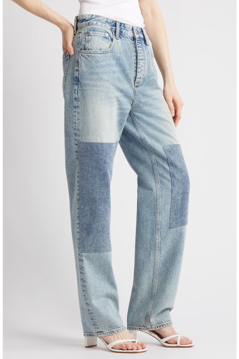 Clove Patched High Waist Relaxed Straight Leg Jeans, Alternate, color, NOMAD