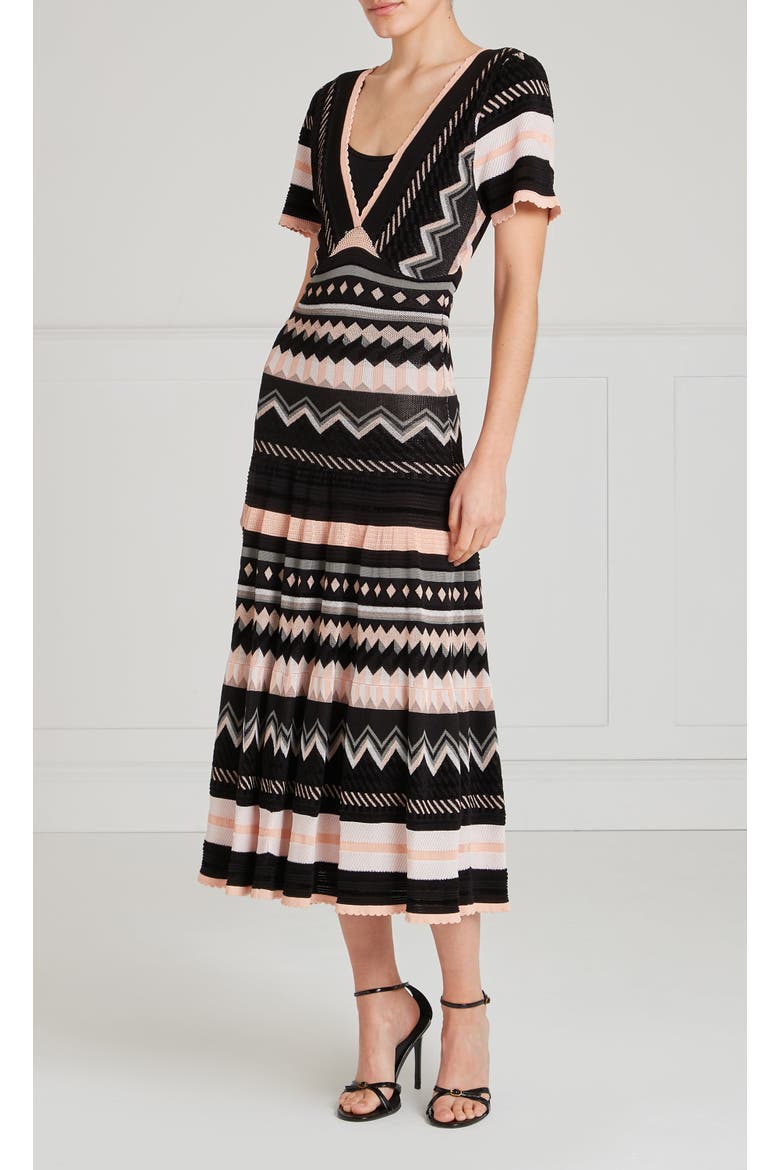 Meryl V-Neck Knit Dress, Alternate, color, Pink/Black